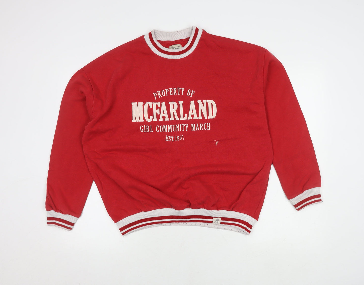 Unisex Adults UK Size M Pull & Bear Red Pullover Sweatshirt
