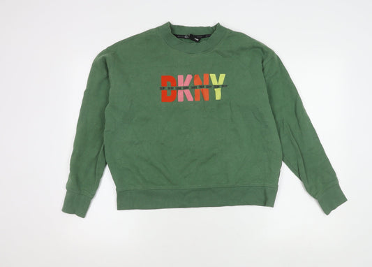 Womens UK Size S DKNY Jeans Green Pullover Sweatshirt