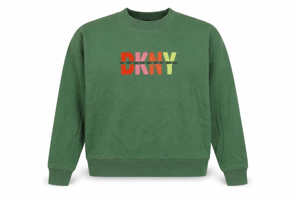 Womens UK Size S DKNY Jeans Green Pullover Sweatshirt