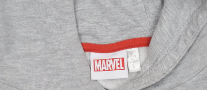 Marvel Boys Grey Hoodie 9-10 Years Pullover Logo Graphic