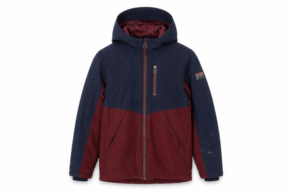 Front view of Jack & Jones boys’ multicoloured puffer jacket, size 12
