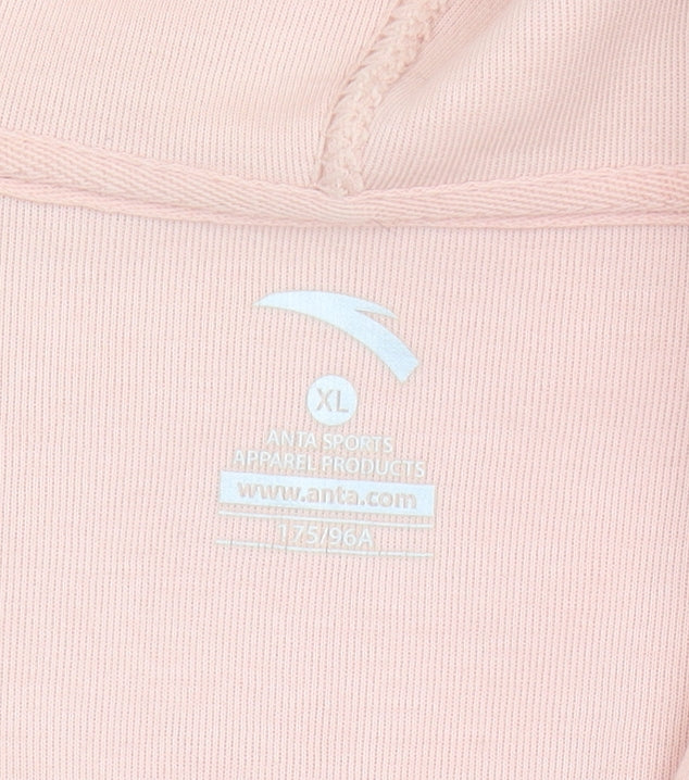 Anta Women's Pink XL Full Zip Hoodie - Casual Style