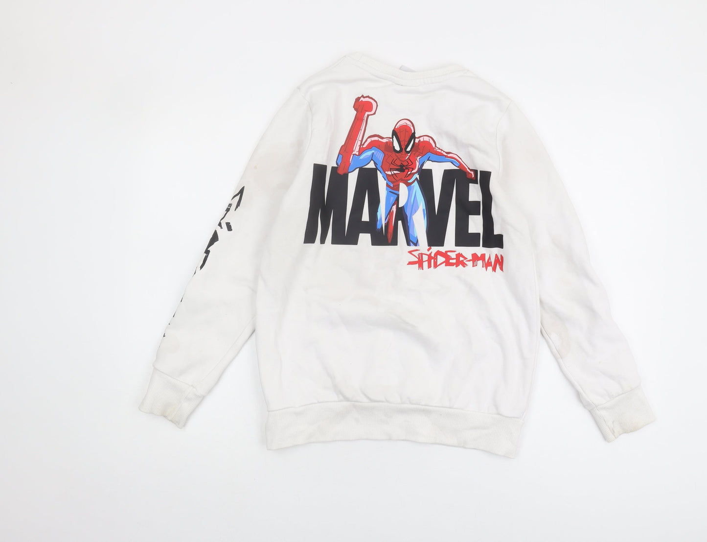 Primark Boys Spiderman White Sweatshirt 12-13 Years Pullover