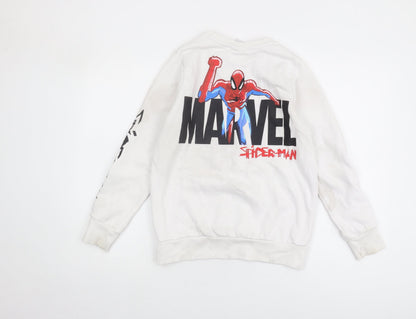 Primark Boys Spiderman White Sweatshirt 12-13 Years Pullover