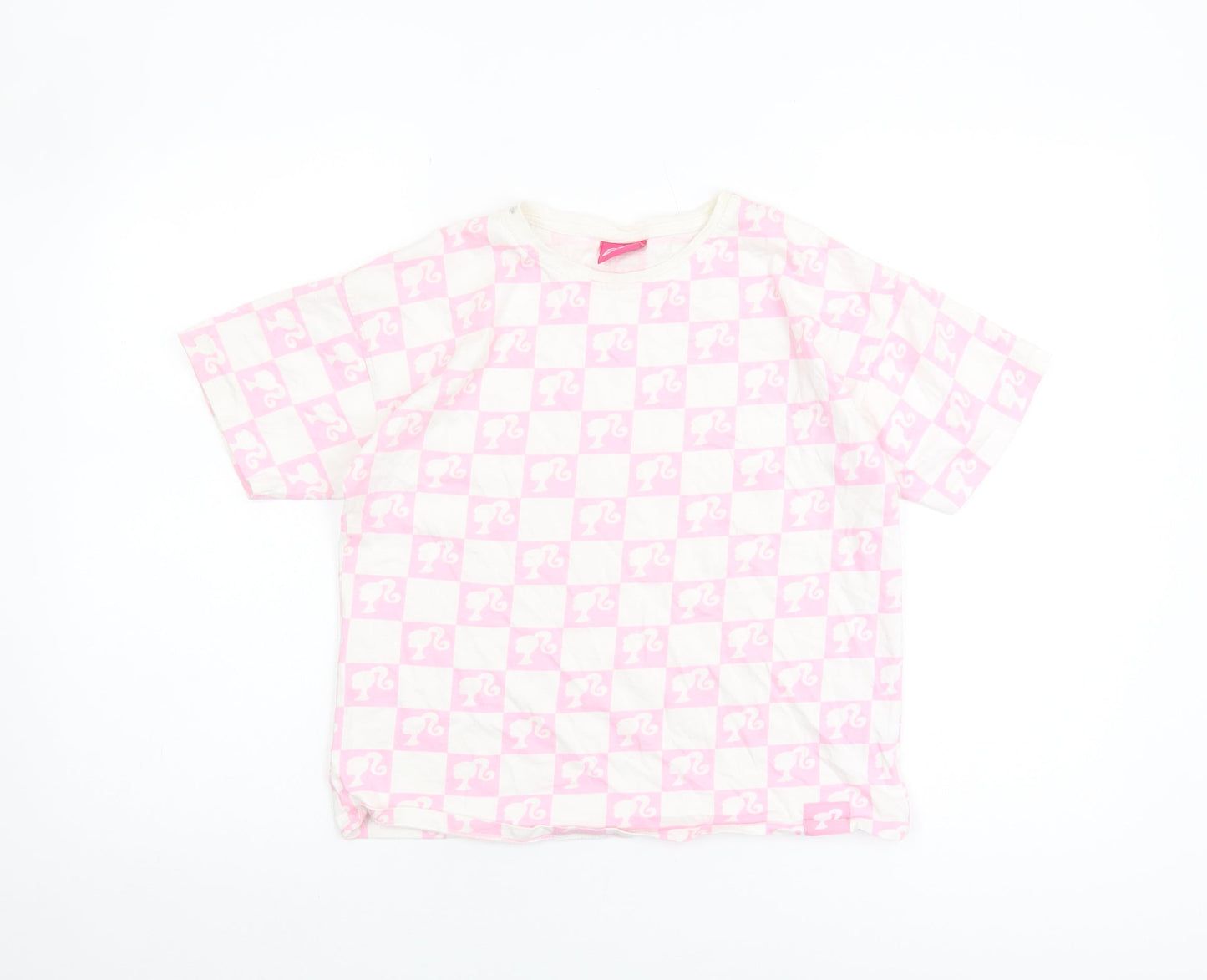 Barbie Girls Pink Check Short Sleeve T-Shirt 11-12 Years