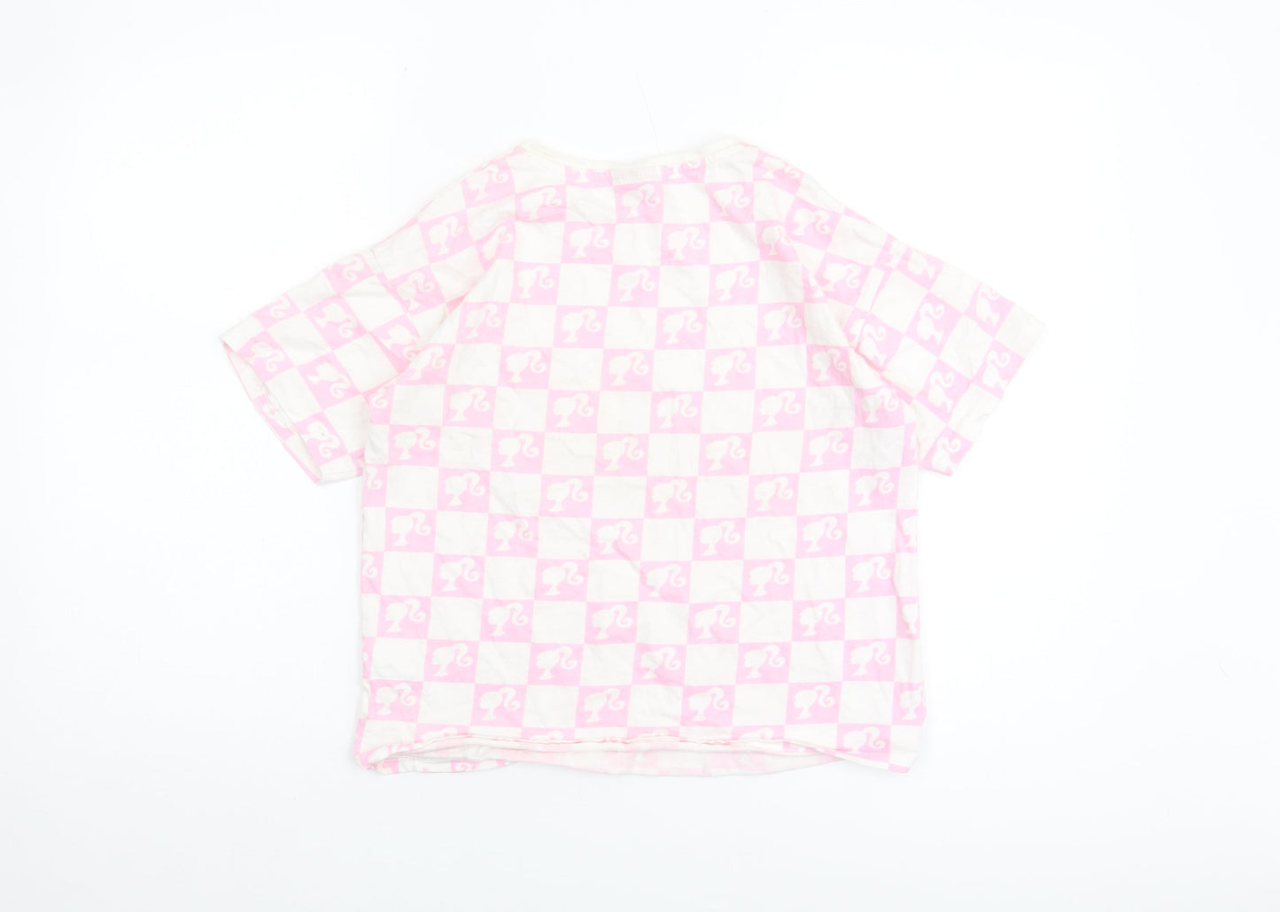 Barbie Girls Pink Check Short Sleeve T-Shirt 11-12 Years