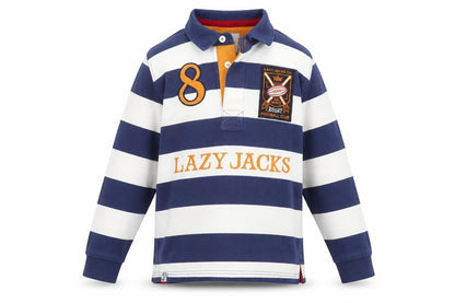 Lazy Jacks Boys Blue & White Striped Henley Sweatshirt 9-10 Years