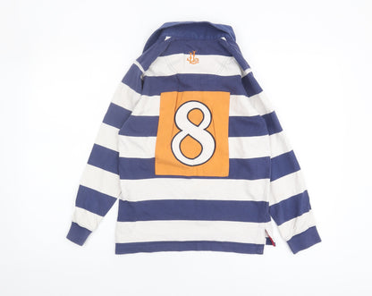 Lazy Jacks Boys Blue & White Striped Henley Sweatshirt 9-10 Years