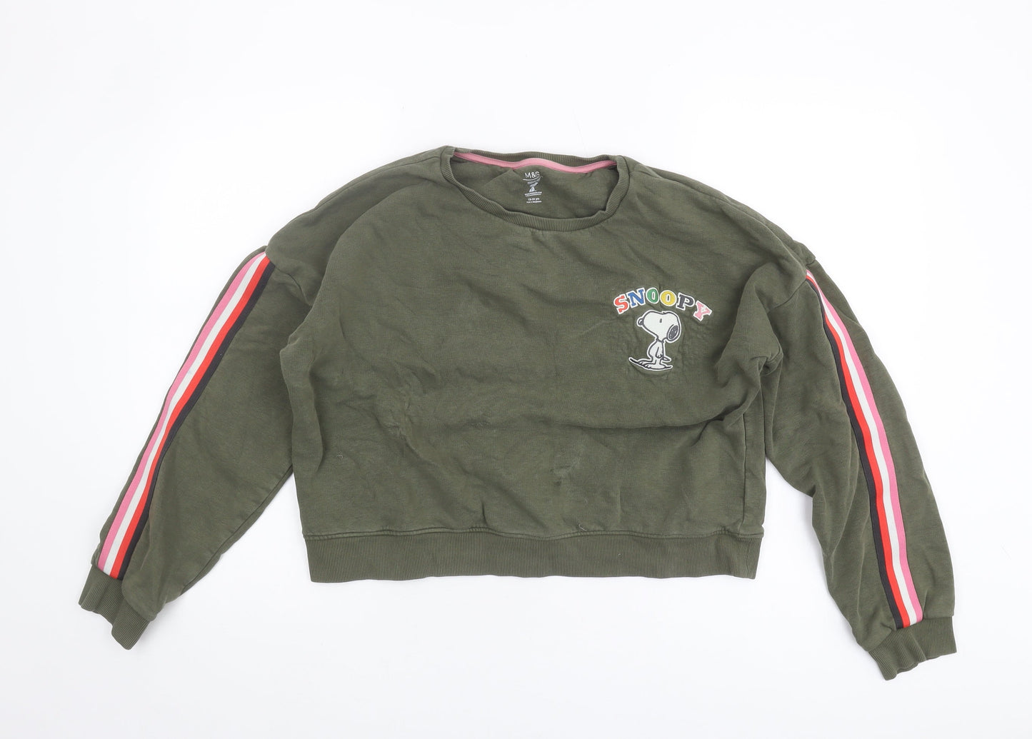 Marks and Spencer Girls Green Snoopy Pullover Sweatshirt 16Y