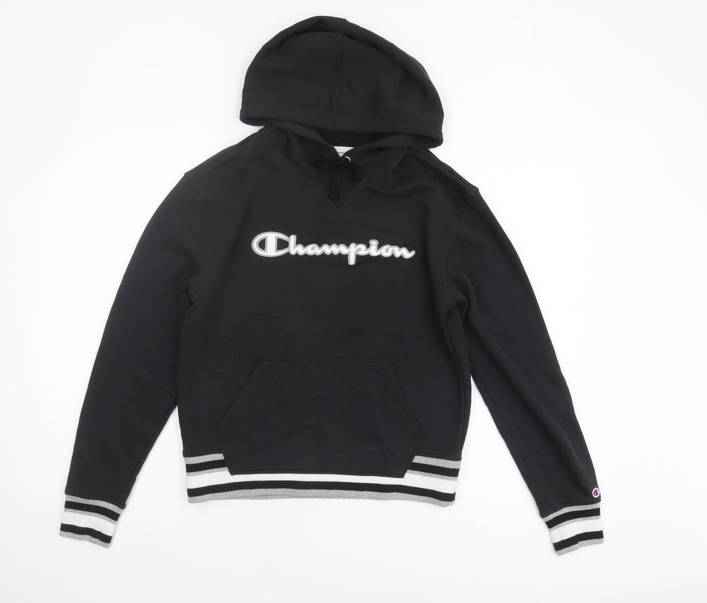 Champion Women's Black Hoodie Size S, Logo, Drawstring
