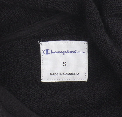 Champion Women's Black Hoodie Size S, Logo, Drawstring
