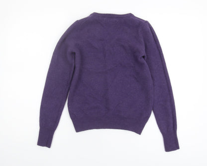 GANT Women's Purple Wool V-Neck Pullover Jumper S