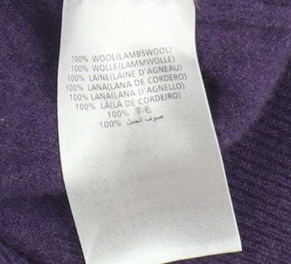 GANT Women's Purple Wool V-Neck Pullover Jumper S