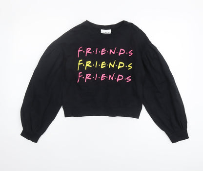 F.R.I.E.N.D.S Girls Black Pullover Sweatshirt, 10-11 Years