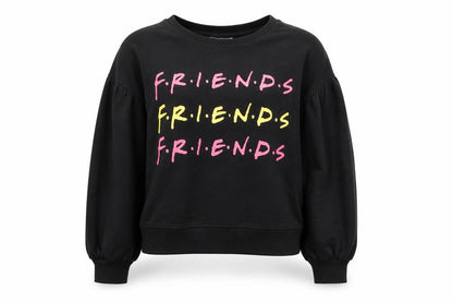 Front view of F.R.I.E.N.D.S girls’ black pullover sweatshirt, 10-11 years