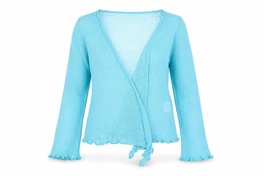 Womens UK Size L Isle Blue Wrap Jumper