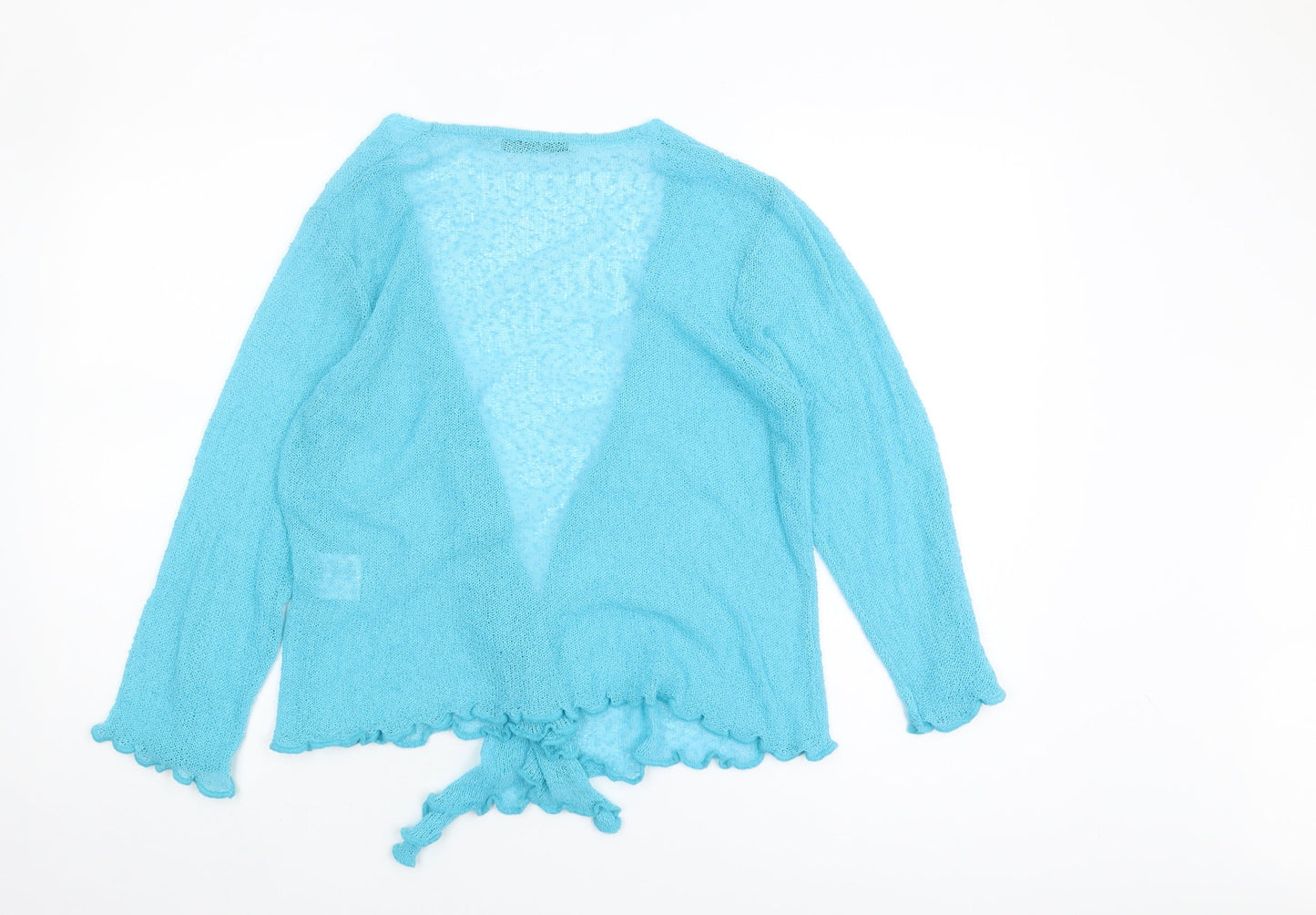 Womens UK Size L Isle Blue Wrap Jumper