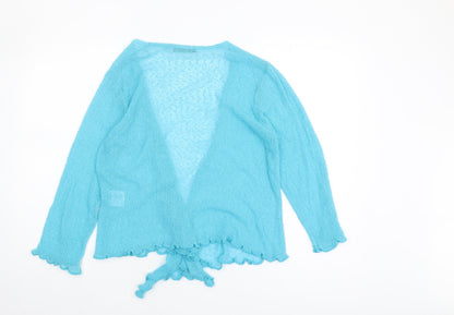 Womens UK Size L Isle Blue Wrap Jumper