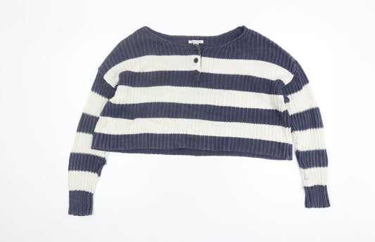 American Eagle Womens Blue Striped Pullover Jumper XS