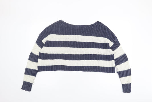 American Eagle Womens Blue Striped Pullover Jumper XS
