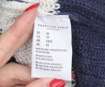 American Eagle Womens Blue Striped Pullover Jumper XS