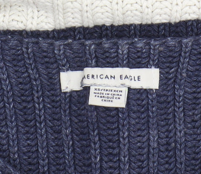 American Eagle Womens Blue Striped Pullover Jumper XS
