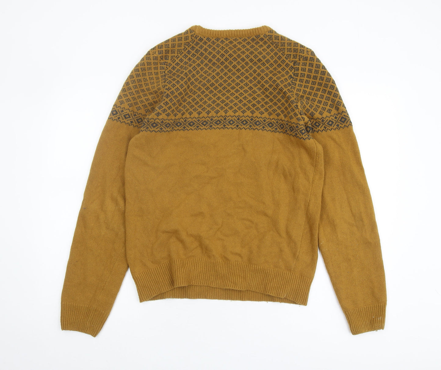 TOG24 Men's Brown Geometric Crew Neck Jumper S