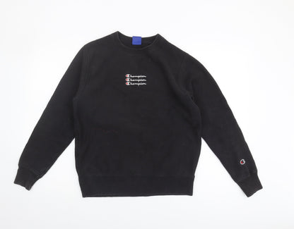 Champion Women's Black Sweatshirt, Size S, Logo Accents