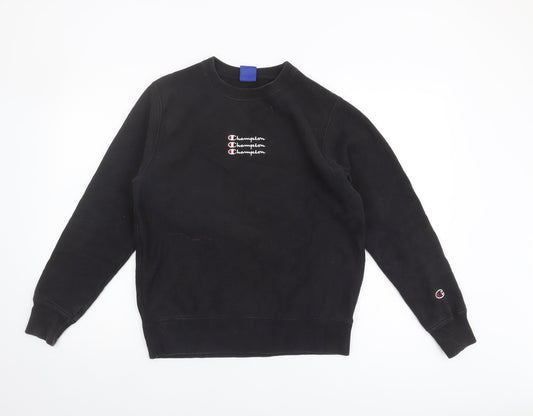 Champion Women's Black Sweatshirt, Size S, Logo Accents