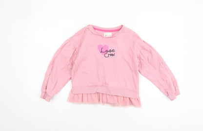 Crew Clothing Company Girls Pink Pullover Sweatshirt 8-9 Years Crew Neck