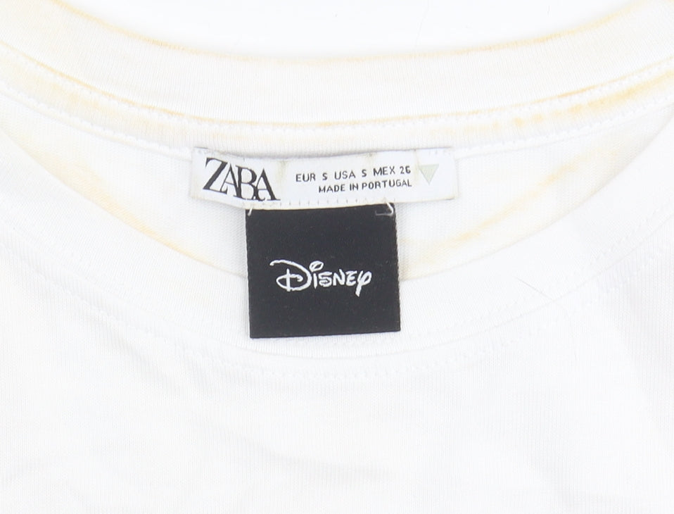 Womens UK Size 8 Zara White Basic T-Shirt