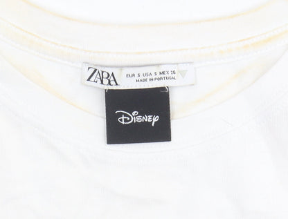 Womens UK Size 8 Zara White Basic T-Shirt
