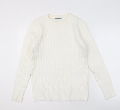 Tony Moro Men's Ivory Cable-Knit Pullover Jumper L