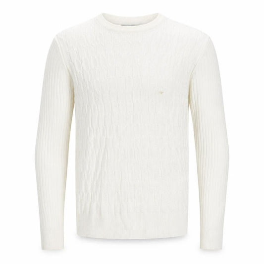 Tony Moro Men's Ivory Cable-Knit Pullover Jumper L
