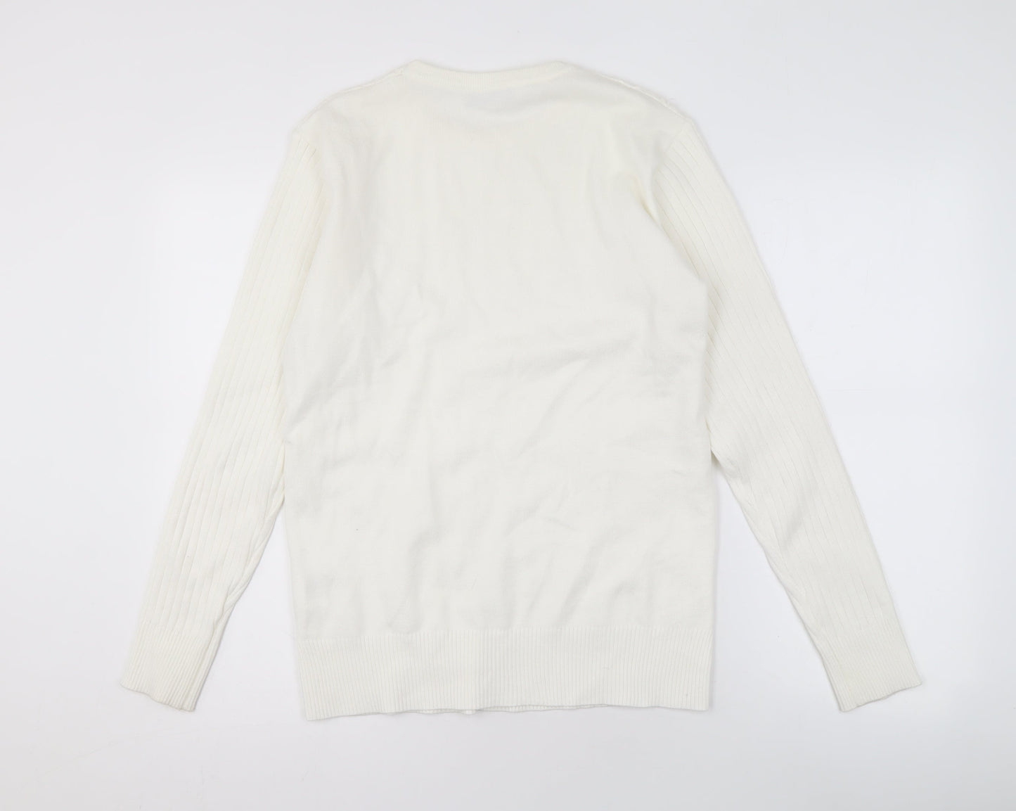 Tony Moro Men's Ivory Cable-Knit Pullover Jumper L
