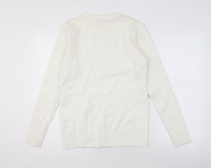 Tony Moro Men's Ivory Cable-Knit Pullover Jumper L