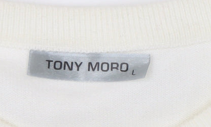 Tony Moro Men's Ivory Cable-Knit Pullover Jumper L