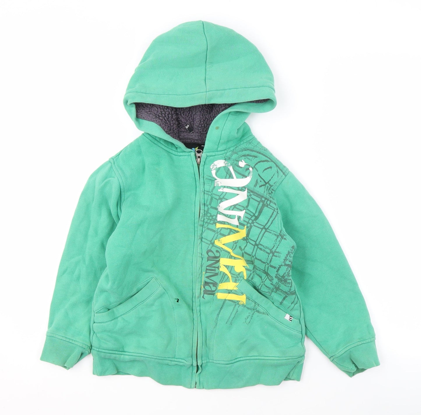 Animal Boys Green Full Zip Hoodie 2XS Graphic Print Casual