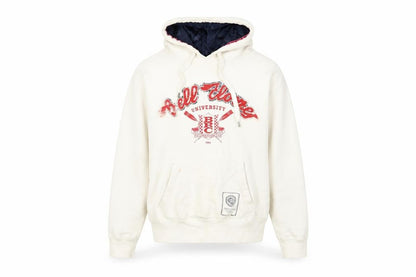 Front view of Fred's unisex white medium college hoodie
