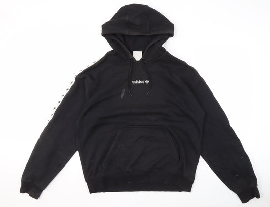 Adidas Men's Black Pullover Hoodie M - Sporty & Stylish
