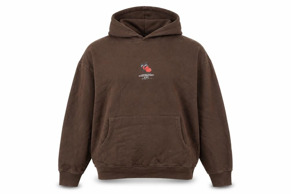Front view of Good For Nothing Brown Pullover Hoodie, size S, unisex