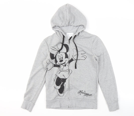 Womens UK Size S Disney Grey Full Zip Hoodie