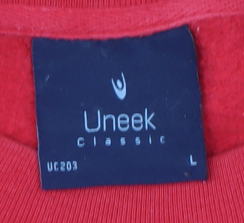 Uneek Red Pullover Logo Sweatshirt Men’s Large