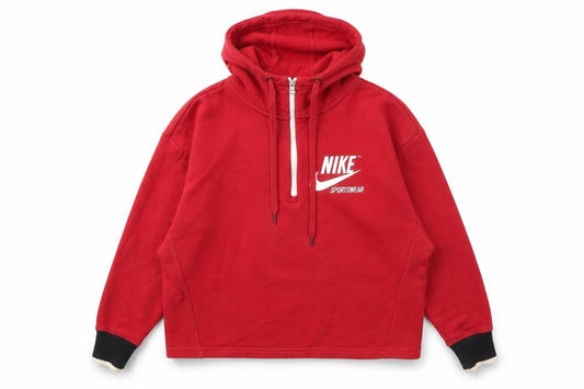 Front view of Nike unisex red xs pullover hoodie with logo