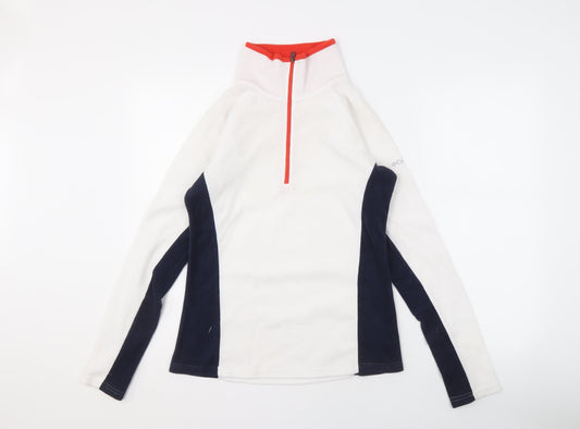 Columbia Women's White/Blue Fleece Hoodie - Size S, 1/4 Zip