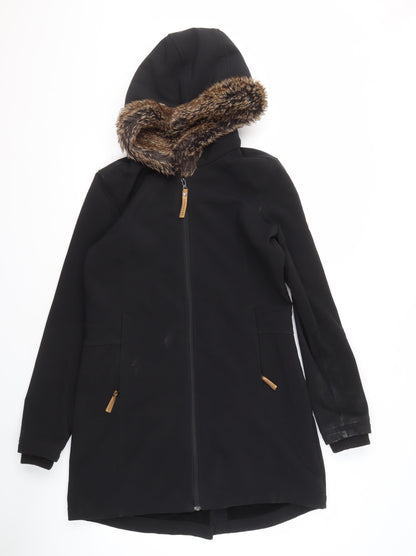 Ayacucho Men's Black Parka Jacket S Hooded Fur Trim