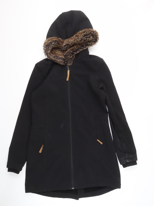 Ayacucho Men's Black Parka Jacket S Hooded Fur Trim