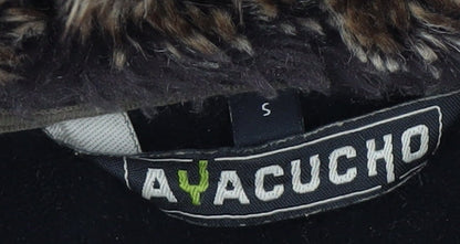 Ayacucho Men's Black Parka Jacket S Hooded Fur Trim