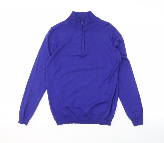 Mark Law Men's Blue Wool Pullover Jumper, M