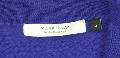 Mark Law Men's Blue Wool Pullover Jumper, M